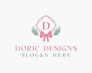 Ribbon Leaf Ornament logo design