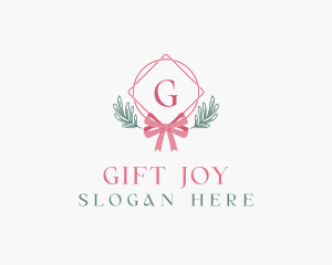 Ribbon Leaf Ornament logo design