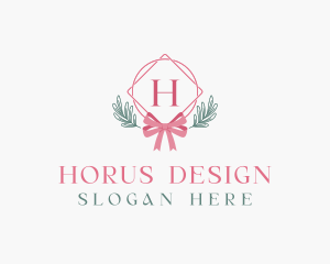 Ribbon Leaf Ornament logo design