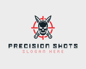 Marksmanship - Skull Ninja Knife logo design