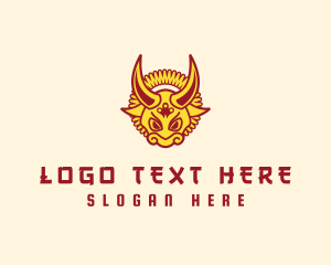 Asian - Festive Ox Head logo design