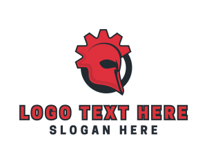 Red Helmet - Cog Spartan Helmet logo design