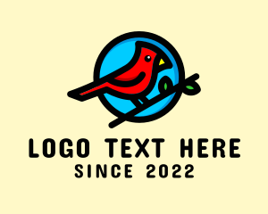 Perched - Cardinal Bird Branch logo design