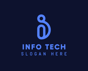 Information Tech Circuit Letter I logo design