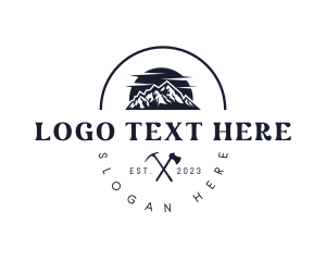 Hiking - Mountain Pickaxe Hiking logo design