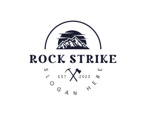 Mountain Pickaxe Hiking logo design