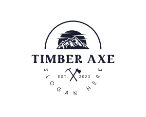 Mountain Pickaxe Hiking logo design