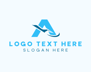Airplane - Blue Airline Letter A logo design