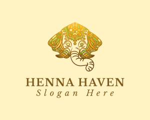 Henna - Ornate Elephant Mandala logo design