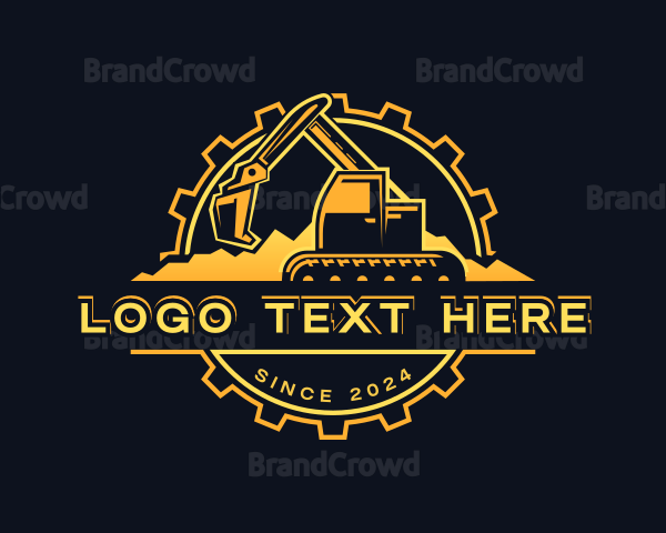 Backhoe Excavator Quarry Logo