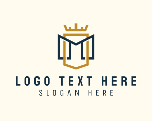Shield - Royalty Crown Letter M logo design