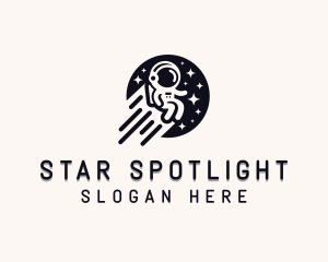 Moon Human Astronaut  logo design