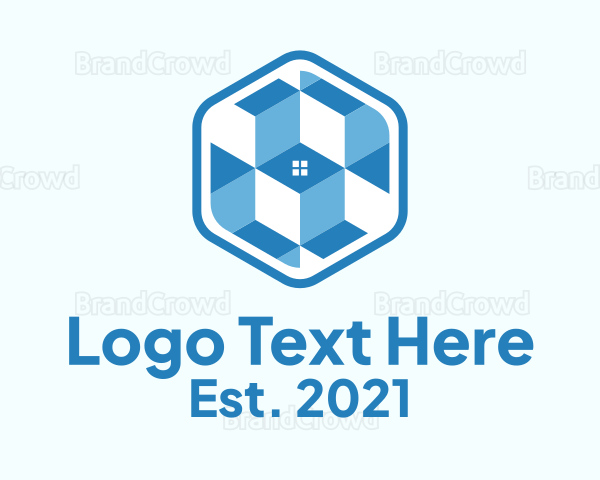 Geometric Blue House Logo