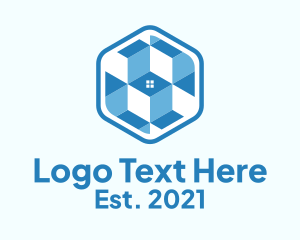 Builder - Geometric Blue House logo design