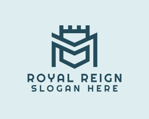 Reign - Turret Shield Tower Letter M logo design