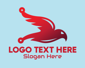 Communicate - Red Tech Bird logo design