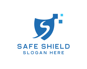 Pixel Shield Letter S logo design