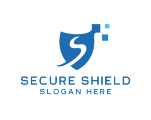 Pixel Shield Letter S logo design