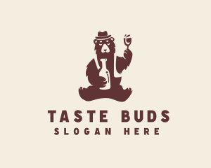 Drinking Bear Wine logo design