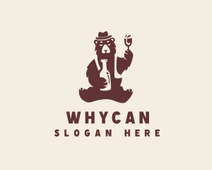 Wine Tasting - Drinking Bear Wine logo design