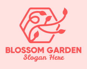 Flora - Pink Hexagon Plant Leaves logo design