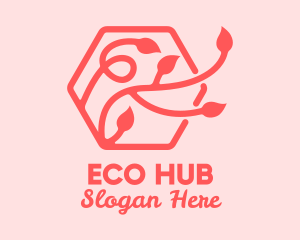 Ecosystem - Pink Hexagon Plant Leaves logo design