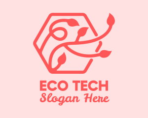 Ecosystem - Pink Hexagon Plant Leaves logo design