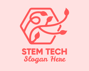 Stem - Pink Hexagon Plant Leaves logo design