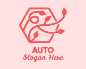 Growing - Pink Hexagon Plant Leaves logo design