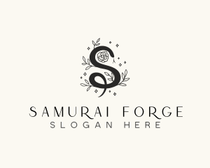 Floral Leaf Snake Letter S logo design