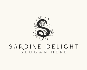 Floral Leaf Snake Letter S logo design