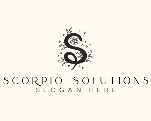 Floral Leaf Snake Letter S logo design