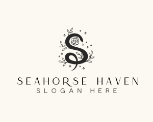 Floral Leaf Snake Letter S logo design