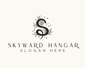 Floral Leaf Snake Letter S logo design