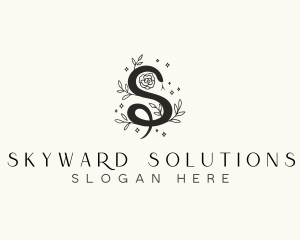 Floral Leaf Snake Letter S logo design