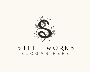 Floral Leaf Snake Letter S logo design