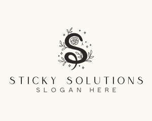 Floral Leaf Snake Letter S logo design