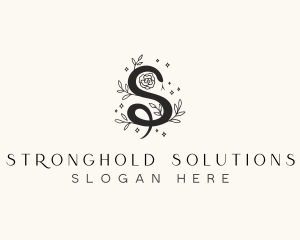 Floral Leaf Snake Letter S logo design