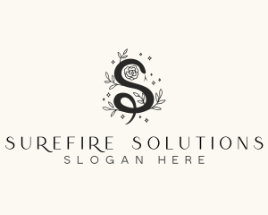 Floral Leaf Snake Letter S logo design