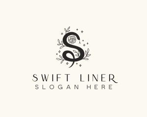 Floral Leaf Snake Letter S logo design