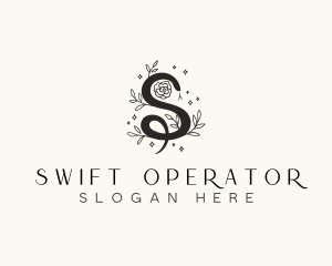 Floral Leaf Snake Letter S logo design