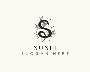 Floral Leaf Snake Letter S logo design