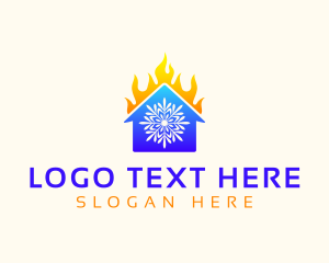 Refrigeration - Snowflake House Fire logo design