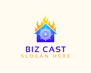 Hot - Snowflake House Fire logo design