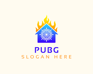 Temperature - Snowflake House Fire logo design