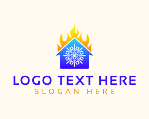 Cold - Snowflake House Fire logo design