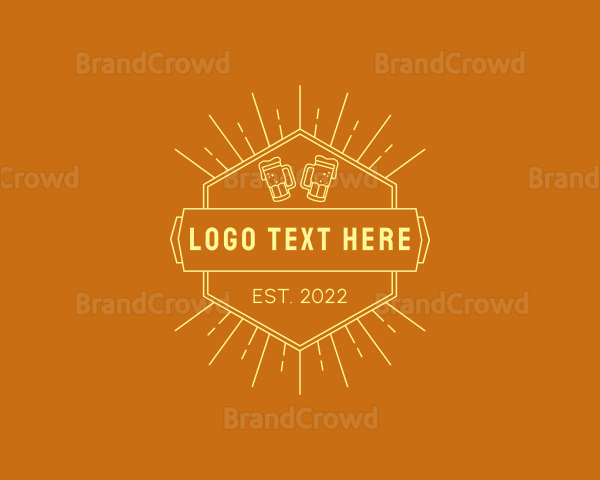 Liquor Beer Bar Hexagon Logo