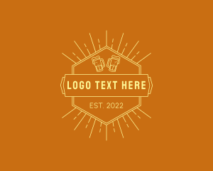 Liquor Beer Bar Hexagon Logo