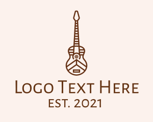 Wooden - Minimalist Wooden Guitar logo design