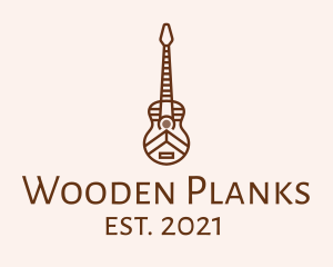 Minimalist Wooden Guitar logo design